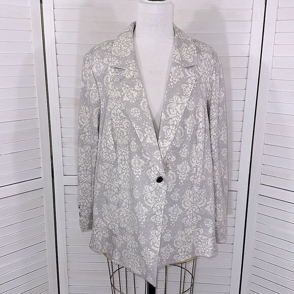 LOGO By Lori Goldstein Peplum Blazer 3X Jacket Gray Ponte - Picture 4 of 14